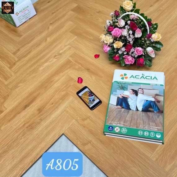 Sàn Gỗ Xương Cá Acacia 8mm A805 Cốt Xanh